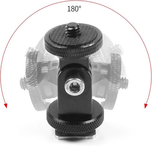 Aluminum Alloy 360° Rotatable Cold Shoe to 1/4 Screw Base Fixed Adapter Mounting Bracket for GoPro YUBJIANG in Kuwait