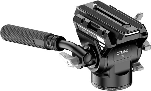 COMAN V5 Fluid Head, Panoramic Tripod Head with Quick Release Plate for DJI RS Manfrotto, Video Fluid Head for Tirpod Monopod DSLR Camera, Max Load 22lb/10kg in Saudi Arabia