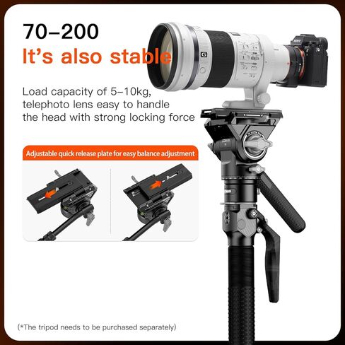 COMAN V5 Fluid Head, Panoramic Tripod Head with Quick Release Plate for DJI RS Manfrotto, Video Fluid Head for Tirpod Monopod DSLR Camera, Max Load 22lb/10kg in Saudi Arabia