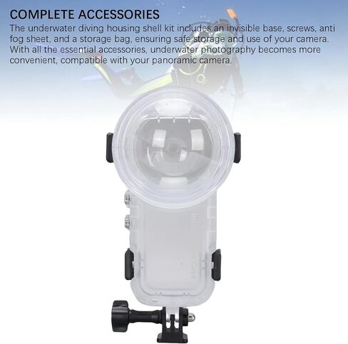 Underwater Diving Case, 360 Degree Anti-Scratch PMMA Lens Dive Case for Panoramic Camera Protective Anti-Fog with Snorkel Holder Accessories in Saudi Arabia