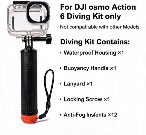 Diving Kit for DJI osmo Action 6, 60M/196FT Waterproof Housing + Buoyancy Handle + Anti-Fog Inserts for Underwater Shooting DJI Action 6 Protective Accessories in Kuwait