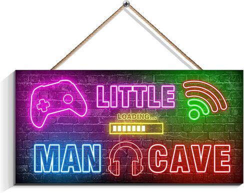 Gaming Decor for Boys Room Wooden, Neon Gaming Wooden Door Sign for Gamer Room Decor, Boys Decorations for Bedroom Nursery Playroom Wall Art (6"x12") in Saudi Arabia