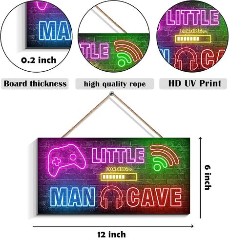 Gaming Decor for Boys Room Wooden, Neon Gaming Wooden Door Sign for Gamer Room Decor, Boys Decorations for Bedroom Nursery Playroom Wall Art (6"x12") in Saudi Arabia