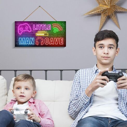 Gaming Decor for Boys Room Wooden, Neon Gaming Wooden Door Sign for Gamer Room Decor, Boys Decorations for Bedroom Nursery Playroom Wall Art (6"x12") in Saudi Arabia