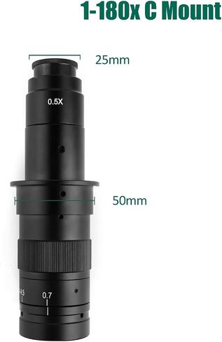 Microscope Camera, 1-180 Magnification Adjustable 180x Monocular Zoom C Mount Industry Video Microscope Lens ForUSB Camera Clear Image in Saudi Arabia
