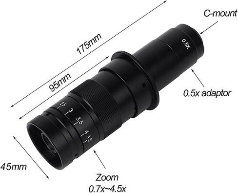 Microscope Camera, 1-180 Magnification Adjustable 180x Monocular Zoom C Mount Industry Video Microscope Lens ForUSB Camera Clear Image in Saudi Arabia
