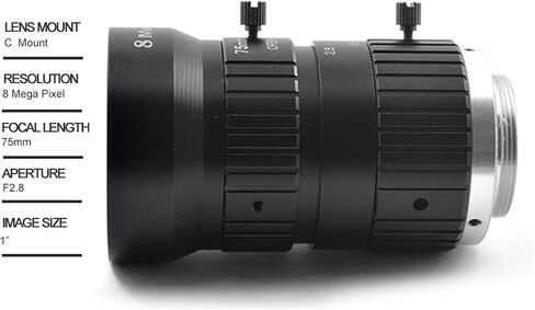 Microscope Camera, HD 8MP CCTV Lens 75mm C Mount Manual Iris F2.8 Aperture 1" Image Formate Security Camera Industrial in Saudi Arabia