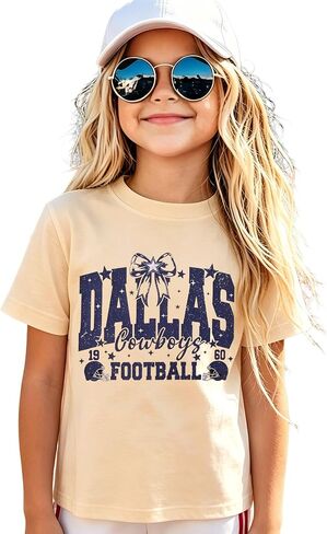 BOUTIKOME Football Shirts for Toddler Girl Cowboy Game Day T Shirts Bow Star Graphic Tee Team Sports Fans Lover Tops in Saudi Arabia