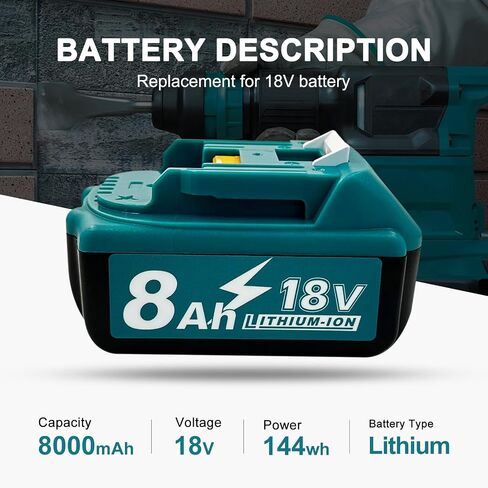 DZEKO 8Ah Replacement Battery for Makita 18V Power Tools and Chargers Compatible with BL1830 BL1840 BL1850 BL1860 (2 Packs) in Kuwait