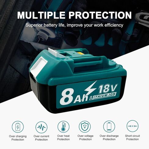 DZEKO 8Ah Replacement Battery for Makita 18V Power Tools and Chargers Compatible with BL1830 BL1840 BL1850 BL1860 (2 Packs) in Kuwait
