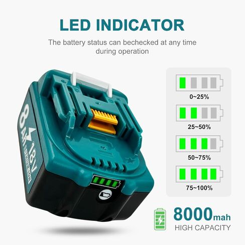 DZEKO 8Ah Replacement Battery for Makita 18V Power Tools and Chargers Compatible with BL1830 BL1840 BL1850 BL1860 (2 Packs) in Kuwait