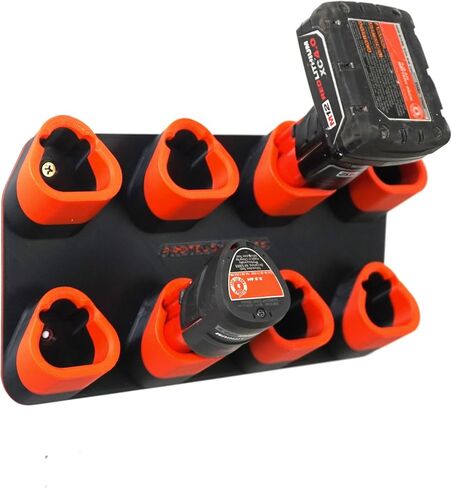 Battery Holder for Milwaukee M12 – Compatible with Milwaukee 12V Batteries – Wall Mount Storage Rack – Holds 4 Batteries – Made in the USA – Red & Black in Saudi Arabia