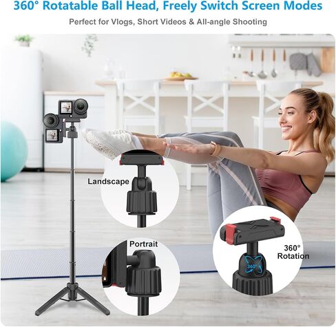 15.75'' Reinforced Selfie Stick Tripod for DJI Osmo Action 6/Nano | 3-Keel Enhanced Extendable Tripod, N55 Magnetic Mount, Ultra Light Portable Vlogging Pole Handle Grip for Travel Shooting in Saudi Arabia