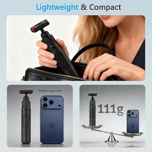 15.75'' Reinforced Selfie Stick Tripod for DJI Osmo Action 6/Nano | 3-Keel Enhanced Extendable Tripod, N55 Magnetic Mount, Ultra Light Portable Vlogging Pole Handle Grip for Travel Shooting in Saudi Arabia
