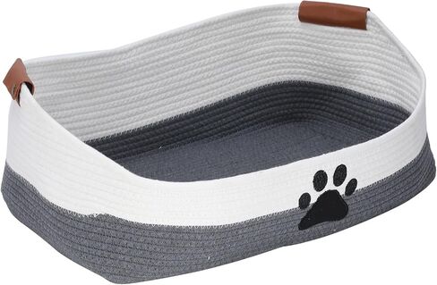 Woven Dog Toy Basket Large 100% Cotton Rope Basket for Dog Cats Toys Dog Toys Box for Living Room Area-Trapezoid Dog Toys Bin-Nursery Gift for Pet Toys,Collar,Leash,Blanket,Clothes-Brown in Kuwait