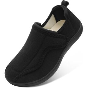 JOINFREE Women Men House Slippers Indoor Slip On Wide Fit Diabetic Shoes Adjustable, Non-Slip Cozy Comfort Home Slippers Shoes for Swollen Feet, Edema, Elderly, Preganant Black Size 10 in Saudi Arabia