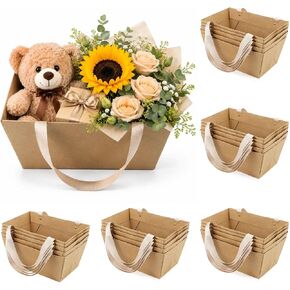 Prospura 26 Pcs Kraft Empty Gift Basket with Handles,9.8'' x 6.5'' x 4.3'' | Sturdy Bulk Wrapping Baskets for Gifts DIY,Anniversary Birthday Party,Wedding, Brown in Saudi Arabia