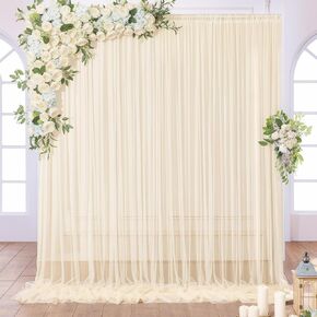 10ft x 10ft White Sheer Tulle Backdrop Curtains for Party Wedding Wrinkle Free Curtain Backdrops Drapes for Baby Shower Birthday Party Photo Back Drop Background Home Decorations in Saudi Arabia