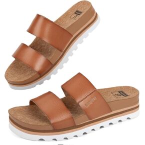 LongBay Women's Platform Slide Sandals with Arch Support Comfortable Slip On Lightweight Non Slip Sole Two Straps for Beach Vacation in Saudi Arabia