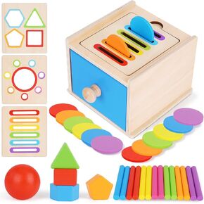 FCSONU Montessori Shape Sorters Toys for Toddler 1-3|Fine Motor Skills Toys | 3in1 Sorting Box | Coin Box Toy, Learning Color Sorting Toys Sensory Toys, Easter Christmas Birthday Gifts for Boys Girls Kid in Saudi Arabia