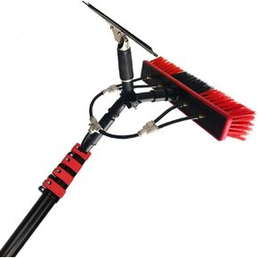 Window Brush Extendable Telescopic Cleaning Brush,Water Fed Telesbrush with Squeegee, 180° Rotatable Brush Head Solar Panel Aluminum Alloy Telescleaning Brush Telesrod,1 in Saudi Arabia