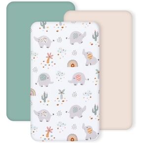 3 Pack Stretchy Bassinet Sheets - Universal Fit for Rectangle, Round, Oval, Hourglass Cradles & Moses Baskets - Soft Breathable Fitted Bassinet Sheets Set for Baby - Pink & Grey Heart in Saudi Arabia