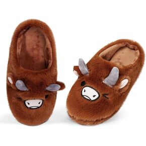 Axolotl/Horse/Sloth/Highland Cow Fuzzy Slippers for Women | Funny Animal House Shoes with Soft Memory Foam, Warm Slip-on Slippers in Saudi Arabia