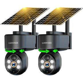 Luovisee WiFi Security Camera Wireless Outdoor 2 Packs,360° PTZ Solar Camera Outdoor Wireless for Home Security,Work with Alexa,AI Motion Detection,PIR Siren,Cloud & SD Card Storage, 2-Way Audio in Saudi Arabia
