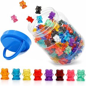 110 PCS Translucent Counting Bears with Storage Jar, Color Sorting Math Manipulatives for Toddlers 3+, Preschool & Kindergarten Learning Toys, Bear Counters in Kuwait