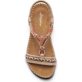Littleplum Arch Support Sandals for Women - Boho Braided Elastic Backstrap Comfortable Flat Summer Beach Dressy Shoes in Saudi Arabia