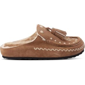 Moccasin Slippers for Women Fuzzy Embroidered Tassel Moccasins with Fur Lined Retro Furry Warm Loafers Cute Floral in Kuwait