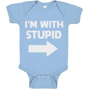 Indica Plateau Baby Romper I'm with Stupid Right 100% Cotton Infant Bodysuit in Saudi Arabia