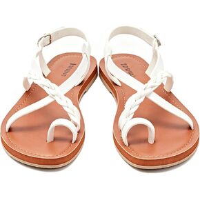 Veittes Women's Fashion Casual Flat Sandals,Stylish and comfy, with a lightweight rubber sole, summer thong sandals,White,9 US in Kuwait