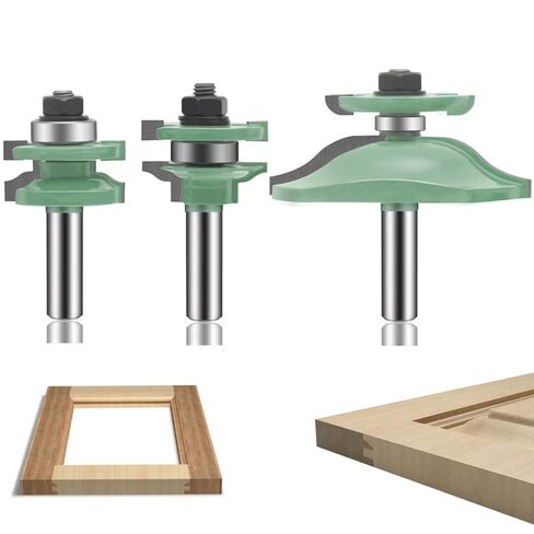 LEATBUY 1/2 Inch Shank Router Bit Sets Round Over Raised Panel Cabinet Door Ogee Rail and Stile Router Bits Set Woodworking Wood Cutter Woodork Carbide Groove Tongue Milling Tool(LINE) in Saudi Arabia