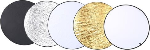 110cm 5 in 1 Collapsible Round Light Reflector Disc Portable Handheld Photography Lighting Diffuser Gold Silver White Black Multi Surface Photo Reflective Panel in Saudi Arabia