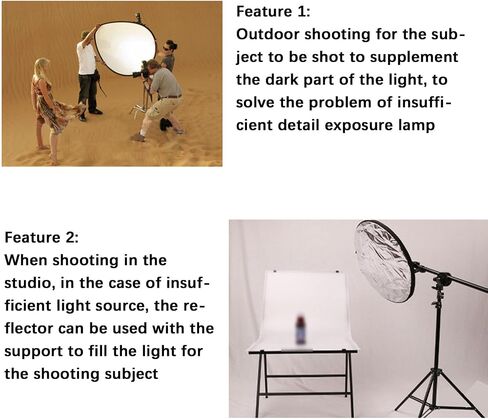 110cm 5 in 1 Collapsible Round Light Reflector Disc Portable Handheld Photography Lighting Diffuser Gold Silver White Black Multi Surface Photo Reflective Panel in Saudi Arabia
