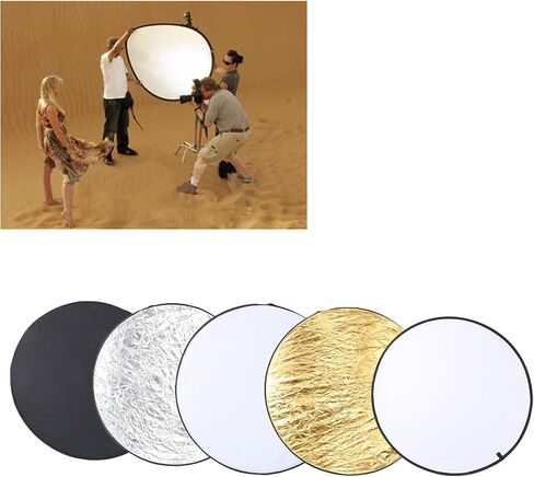 110cm 5 in 1 Collapsible Round Light Reflector Disc Portable Handheld Photography Lighting Diffuser Gold Silver White Black Multi Surface Photo Reflective Panel in Saudi Arabia