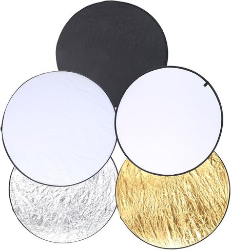 110cm 5 in 1 Collapsible Round Light Reflector Disc Portable Handheld Photography Lighting Diffuser Gold Silver White Black Multi Surface Photo Reflective Panel in Saudi Arabia