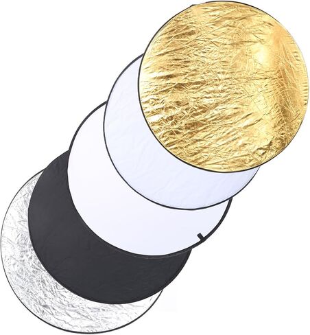 110cm 5 in 1 Collapsible Round Light Reflector Disc Portable Handheld Photography Lighting Diffuser Gold Silver White Black Multi Surface Photo Reflective Panel in Saudi Arabia