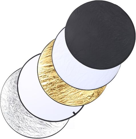 110cm 5 in 1 Collapsible Round Light Reflector Disc Portable Handheld Photography Lighting Diffuser Gold Silver White Black Multi Surface Photo Reflective Panel in Saudi Arabia