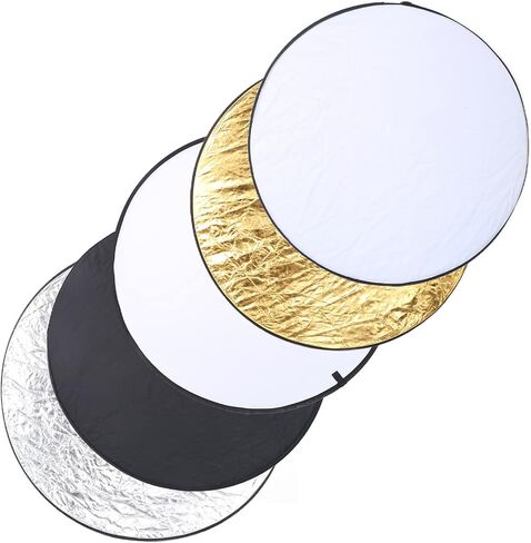 110cm 5 in 1 Collapsible Round Light Reflector Disc Portable Handheld Photography Lighting Diffuser Gold Silver White Black Multi Surface Photo Reflective Panel in Saudi Arabia