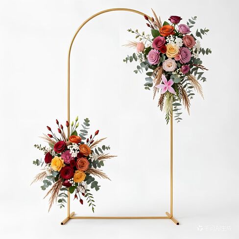 7.2FT Metal Wedding Arch Backdrop Stand | Rustproof golden wedding arch backdrop stand, reusable metal balloon arch for indoor outdoor garden decoration in Saudi Arabia