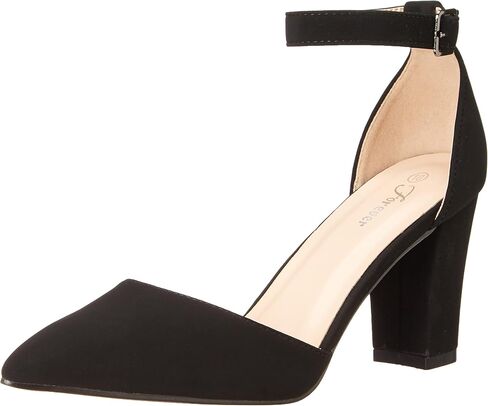 Olivia K Women's Sexy D'Orsay Ankle Strap Pointed Toe Block Heel Pump - Classic, Comfortable in Saudi Arabia