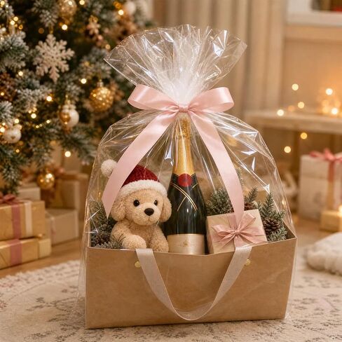 Prospura 26 Pcs Kraft Empty Gift Basket with Handles,9.8'' x 6.5'' x 4.3'' | Sturdy Bulk Wrapping Baskets for Gifts DIY,Anniversary Birthday Party,Wedding, Brown in Saudi Arabia