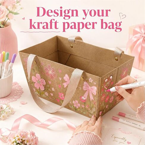 Prospura 26 Pcs Kraft Empty Gift Basket with Handles,9.8'' x 6.5'' x 4.3'' | Sturdy Bulk Wrapping Baskets for Gifts DIY,Anniversary Birthday Party,Wedding, Brown in Saudi Arabia