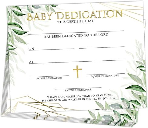25 Baby Dedication Certificate, Baptism Certificates for Church | Christian Baptismal Paper for Kids Toddlers, 8x10 Inch in Saudi Arabia