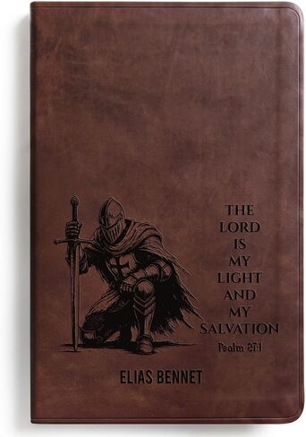 Personalized ESV Gift Bible for Men with Knight Design, Name Engraved Brown TruTone English Standard Version, Custom Christian Gift for Baptism, Graduation, Confirmation and Devotion in Kuwait