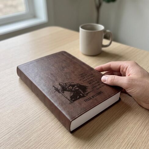 Personalized ESV Gift Bible for Men with Knight Design, Name Engraved Brown TruTone English Standard Version, Custom Christian Gift for Baptism, Graduation, Confirmation and Devotion in Kuwait