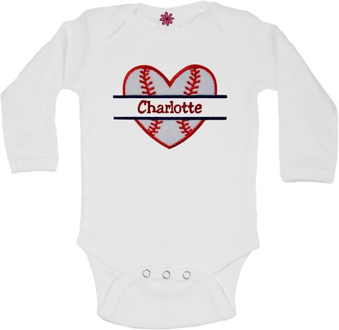 Personalized Embroidered BASEBALL Bodysuit for BABY GIRL with Your CUSTOM NAME - With Matching Headband in Saudi Arabia
