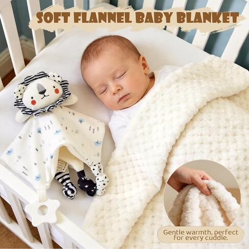 Baby Shower Gifts for Boys Girls Newborn Baby Gifts Basket with Lion Lovey/Blanket/Wooden Rattle/Socks/Bib/Suitcase, Gender Neutral New Born Essential Stuff Unisex Infant Gift Set for Baby Welcome Box in Kuwait